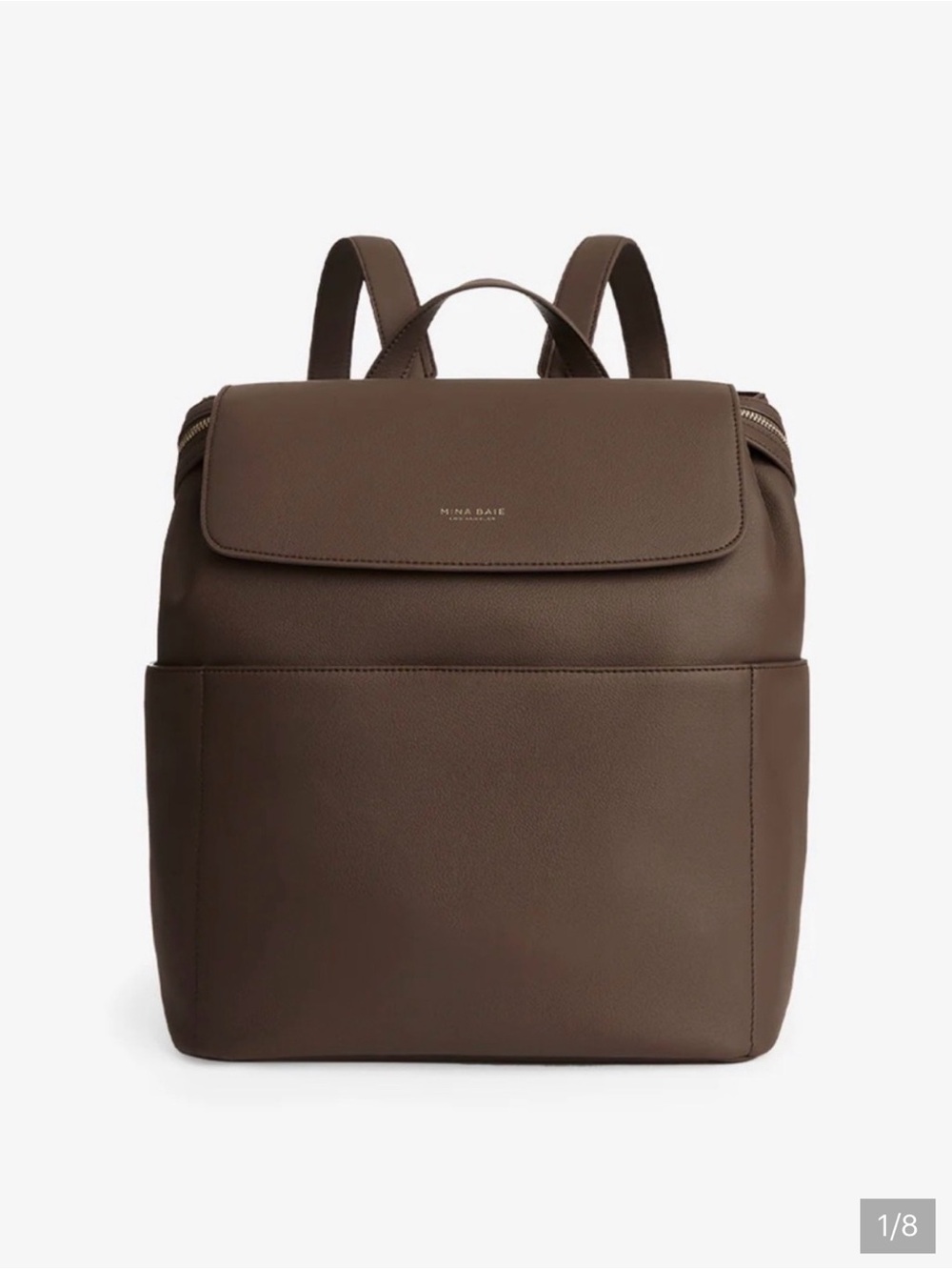 Mina baie Chocolate Brown Vegan Leather Backpack